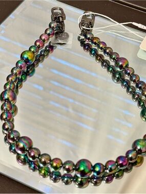 Gold Blush Oil Slick Pearls Bag Chain BNWT